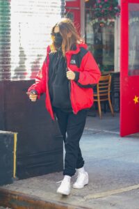 Emily Ratajkowski in a Red Jacket