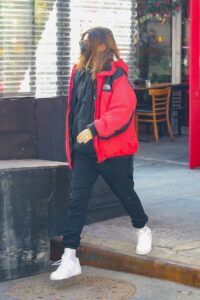 Emily Ratajkowski in a Red Jacket