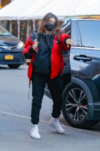 Emily Ratajkowski in a Red Jacket