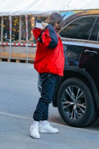 Emily Ratajkowski in a Red Jacket