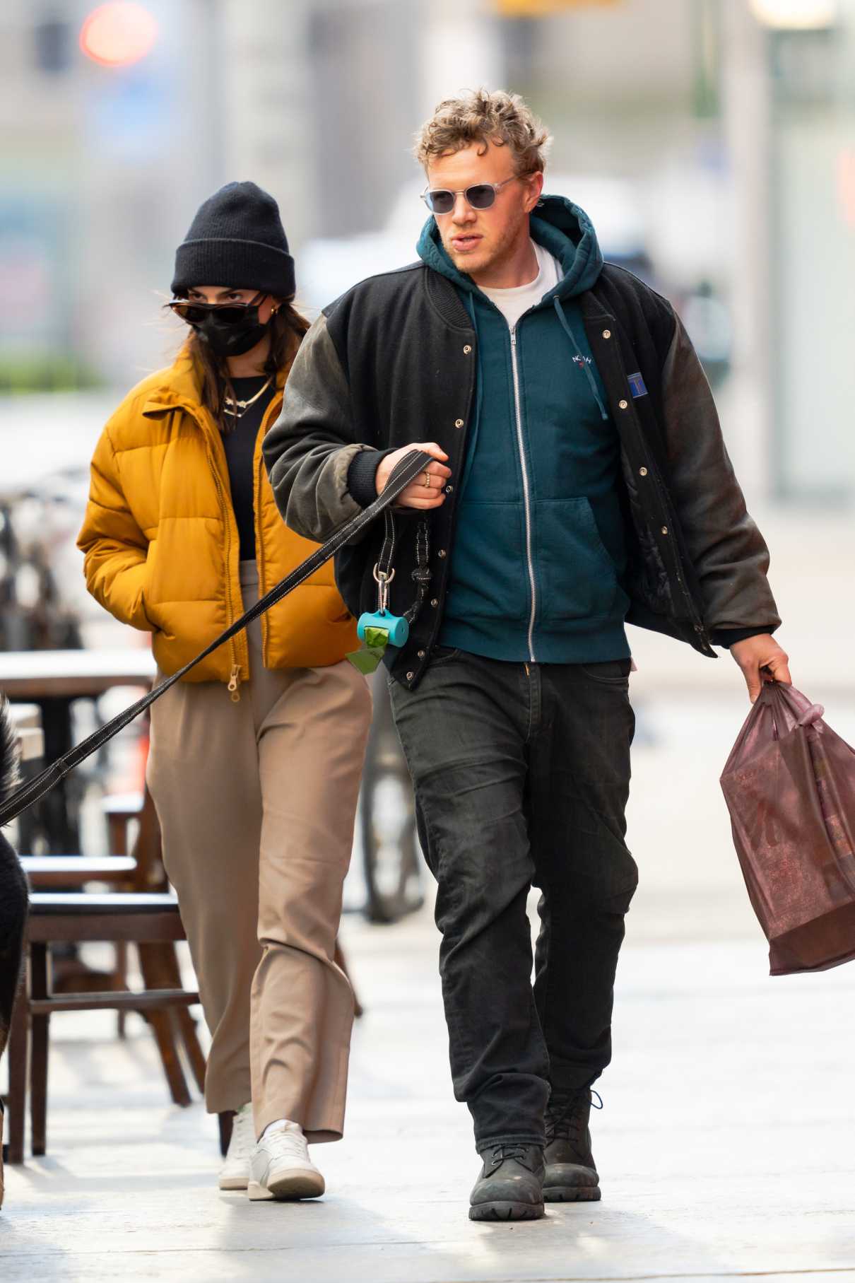 Emily Ratajkowski in a Yellow Puffer Jacket