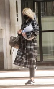 Holly Willoughby in a Plaid Coat