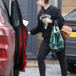 Jacqueline Jossa in a Black Leggings Arrives at Her Home in Essex 03/16/2021