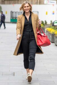 Jenni Falconer in a Beige Coat