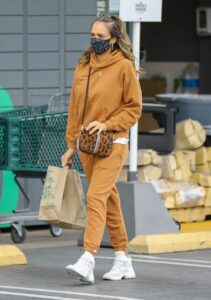 Jessica Alba in an Orange Sweatsuit