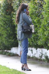 Jordana Brewster in a Grey Jacket