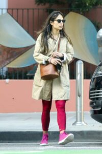 Jordana Brewster in a Red Leggings