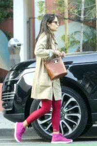 Jordana Brewster in a Red Leggings