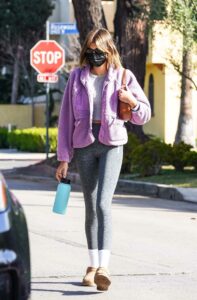 Kaia Gerber in a Grey Leggings