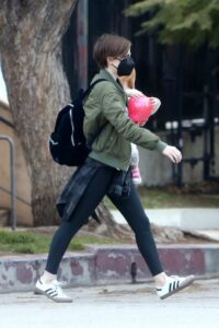 Kate Mara in an Olive Bomber Jacket
