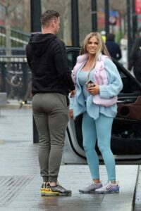 Katie Price in a Pink and Blue Outfit