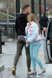 Katie Price in a Pink and Blue Outfit
