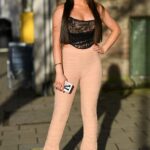 Kelsey Stratford in a Beige Pants on the Set of The Only Way is Essex TV Show in Essex 03/17/2021