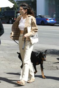 Kendall Jenner in a Beige Pants