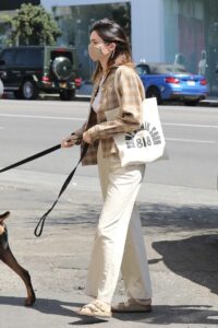 Kendall Jenner in a Beige Pants