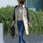 Laeticia Hallyday in a Beige Hat Goes Shopping in Beverly Hills 03/12/2021