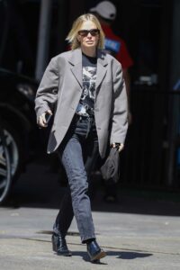 Lara Bingle in a Grey Blazer