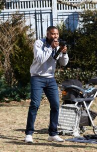 Michael B. Jordan in a Grey Sweatshirt