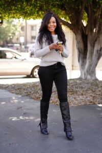 Nakia Burrise in a Black Boots