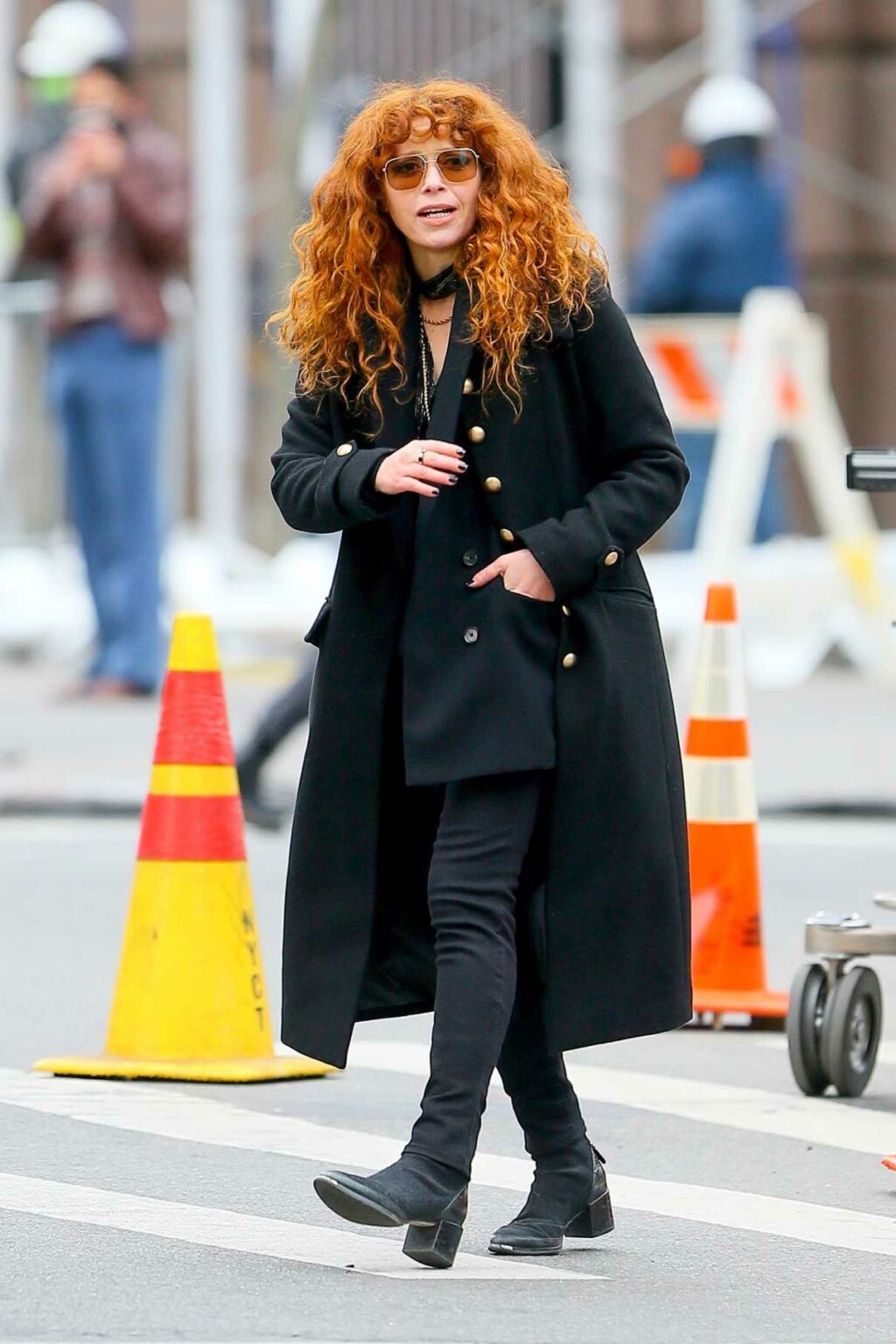 Natasha Lyonne in a Black Outfit on the Set of the Russian Doll Season