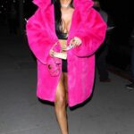 Nikita Dragun in a Pink Fur Coat Arrives at BOA Steakhouse in West Hollywood 03/27/2021