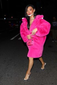 Nikita Dragun in a Pink Fur Coat