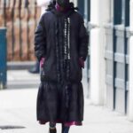 Olivia Palermo in a Black Coat Walks Her Dog in New York 03/01/2021
