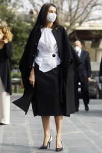 Queen Letizia of Spain in a Black Coat