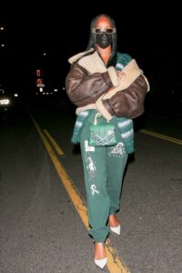 Rihanna in a Green Sweatpants