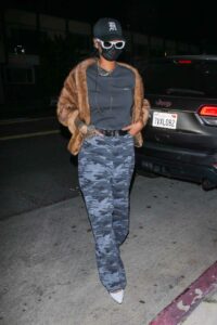 Rihanna in a Grey Camo Pants
