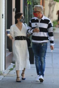 Selma Blair in a Beige Dress