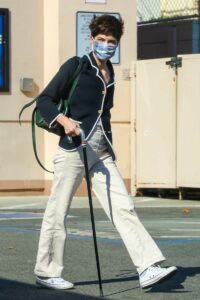 Selma Blair in a Blue Cardigan