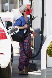 Selma Blair in a Red Protective Mask