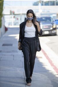 Shanina Shaik in a Black Suit