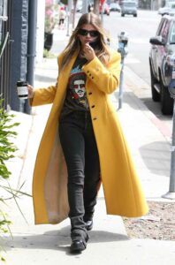 Sofia Richie in a Yellow Coat