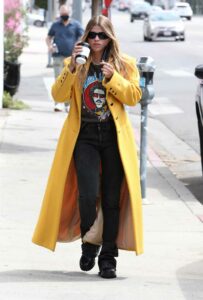 Sofia Richie in a Yellow Coat