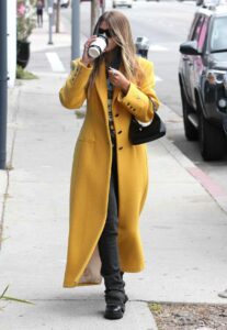 Sofia Richie in a Yellow Coat
