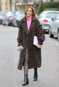 Stacey Solomon in a Pink Turtleneck