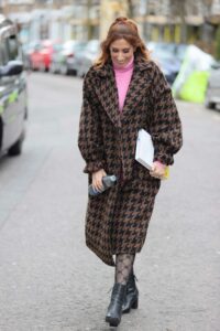 Stacey Solomon in a Pink Turtleneck