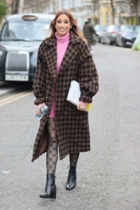 Stacey Solomon in a Pink Turtleneck