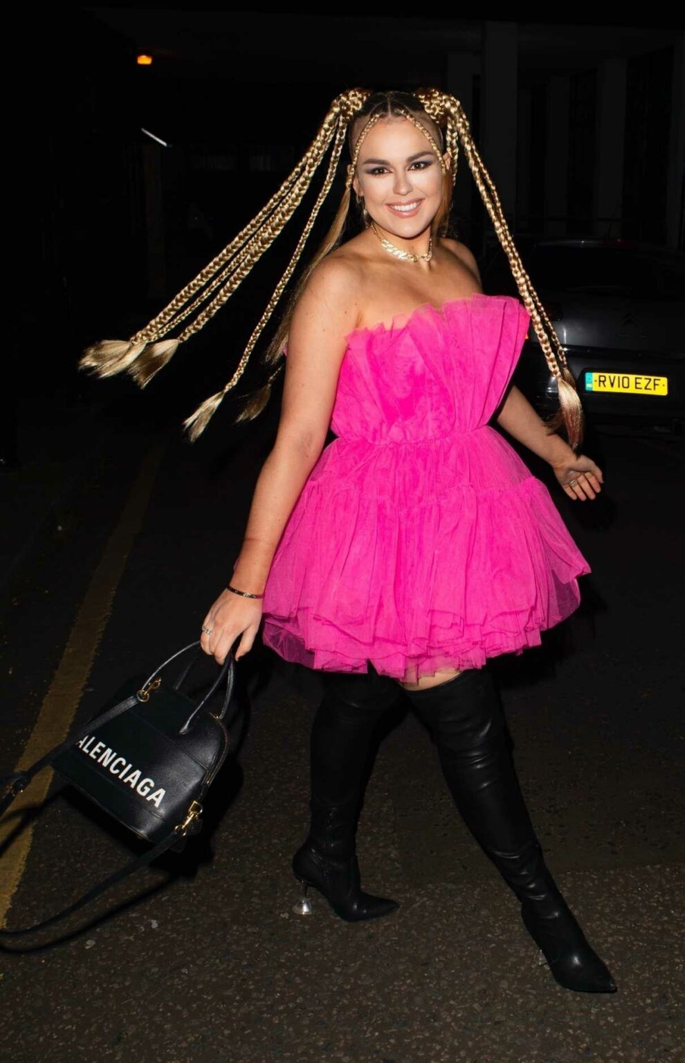 Tallia Storm in a Lilac Mini Dress Was Seen Out in London 03/06/2021