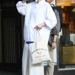 Tilda Swinton in a White Shirt Leaves the Hair Salon in Sydney 03/25/2021