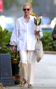 Tilda Swinton in a White Shirt