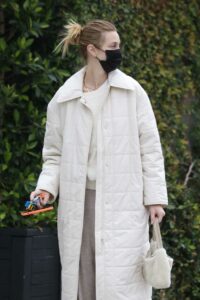 Whitney Port in a White Puffer Coat