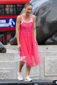 Adwoa Aboah in a Pink Dress