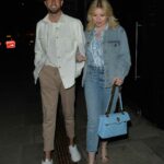 Amy Hart in a Blue Denim Suit Was Seen Out with a Mystery Man in London 04/26/2021