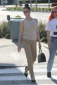 Ashley Greene in a Beige Outfit