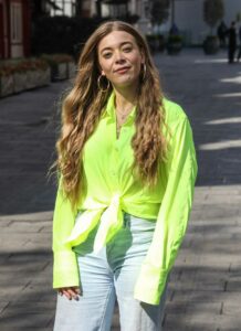 Becky Hill in a Neon Green Shirt