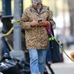 Busy Philipps in an Animal Print Jacket Walks Her Dog in New York 04/19/2021