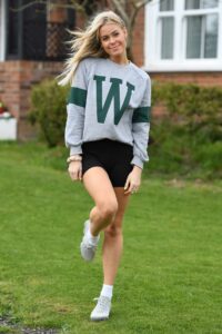 Chloe Meadows in a Grey Sweatshirt